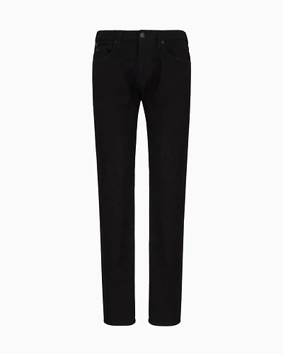 Emporio Armani - J45 Regular-fit, washed twill 10.5 oz comfort-denim jeans, Man, Black, Size: