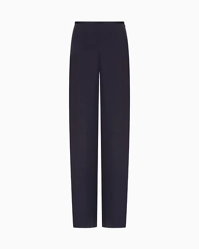 Emporio Armani - Techno cady palazzo trousers, Woman, Navy Blue, Size: