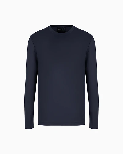 Emporio Armani - ASV Lyocell-blend jersey jumper, Man, Navy Blue, Size: