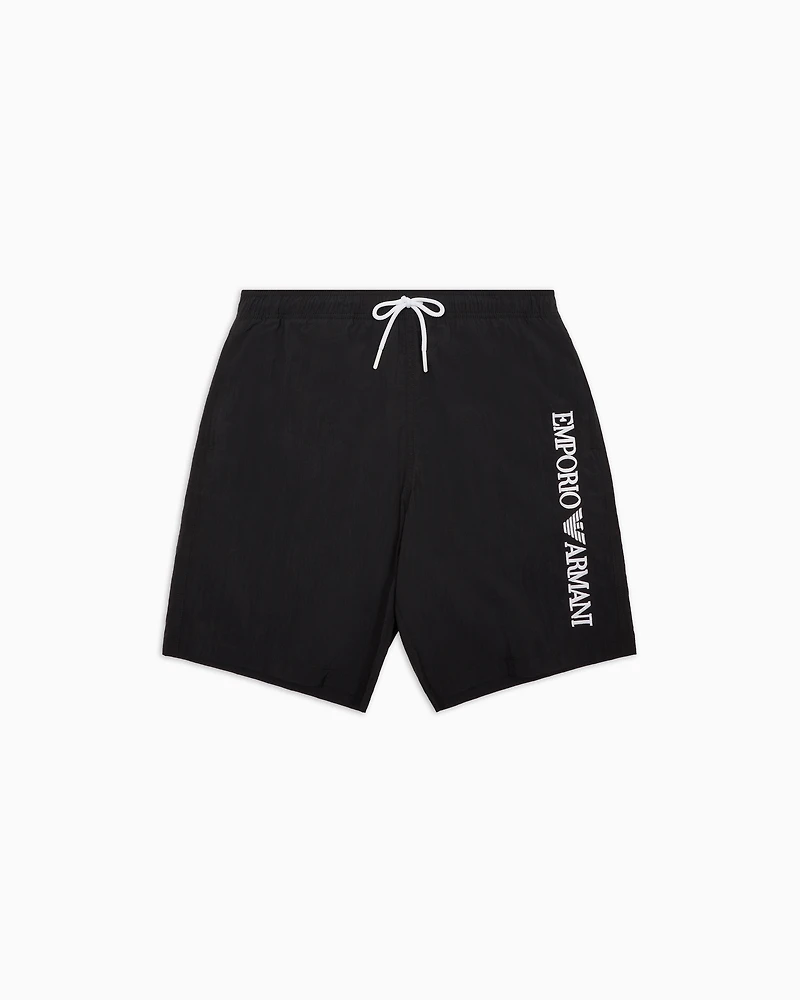 Emporio Armani - Boardshorts swimwear with vertical logo embroidery, Man, Black, Size: S