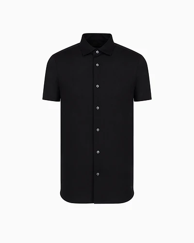Emporio Armani - ASV short-sleeved Lyocell-blend jersey shirt, Man, Black, Size: