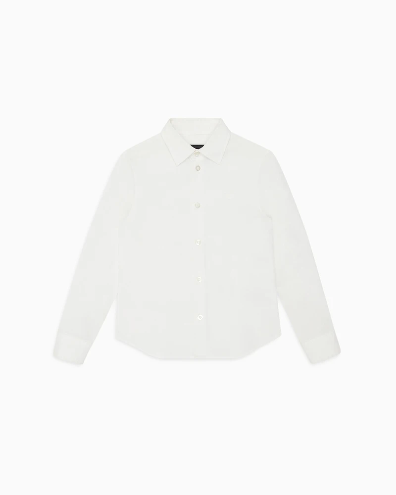 Emporio Armani - Poplin shirt with monochromatic eagle embroidery, Boy, White, Size: