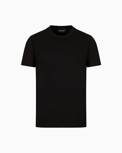 Emporio Armani - Jersey T-shirt with jacquard logo, Man, Black, Size: