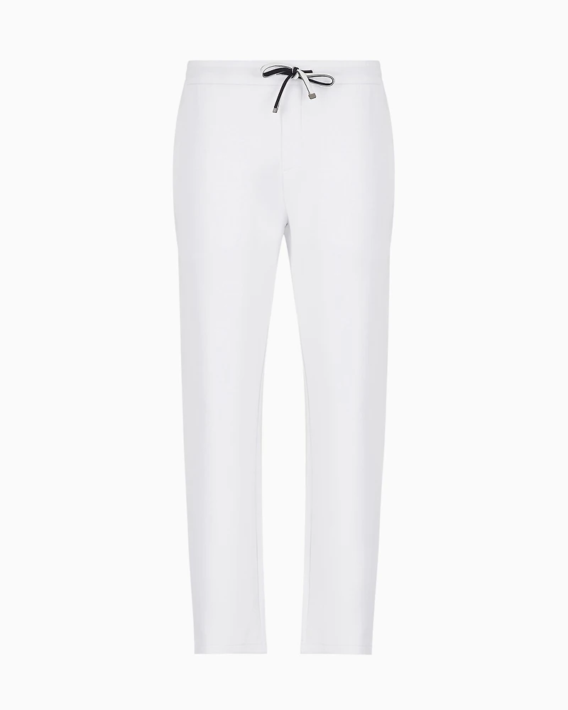 Emporio Armani - Double-jersey joggers with eagle logo patch, Man, White, Size: