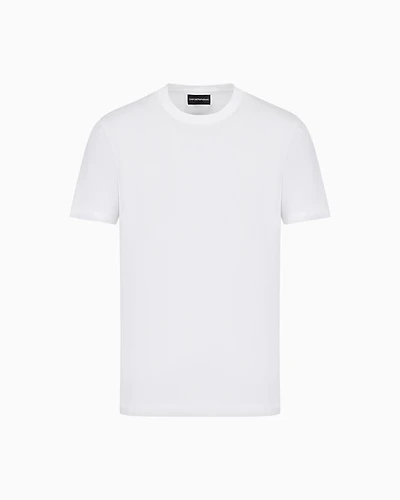 Emporio Armani - Jersey T-shirt with jacquard logo, Man, White, Size: