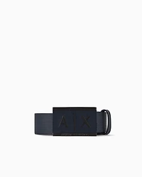 Leather belt with rectangular buckle