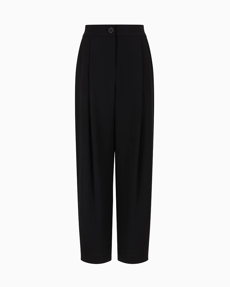 Armani Exchange - ASV Fabric Pleated Trousers, Woman, Black, Size: