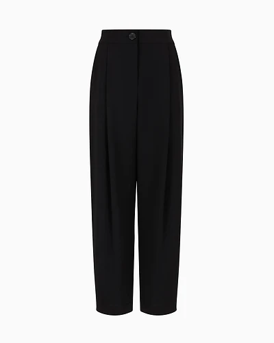 Armani Exchange - ASV Fabric Pleated Trousers, Woman, Black, Size: