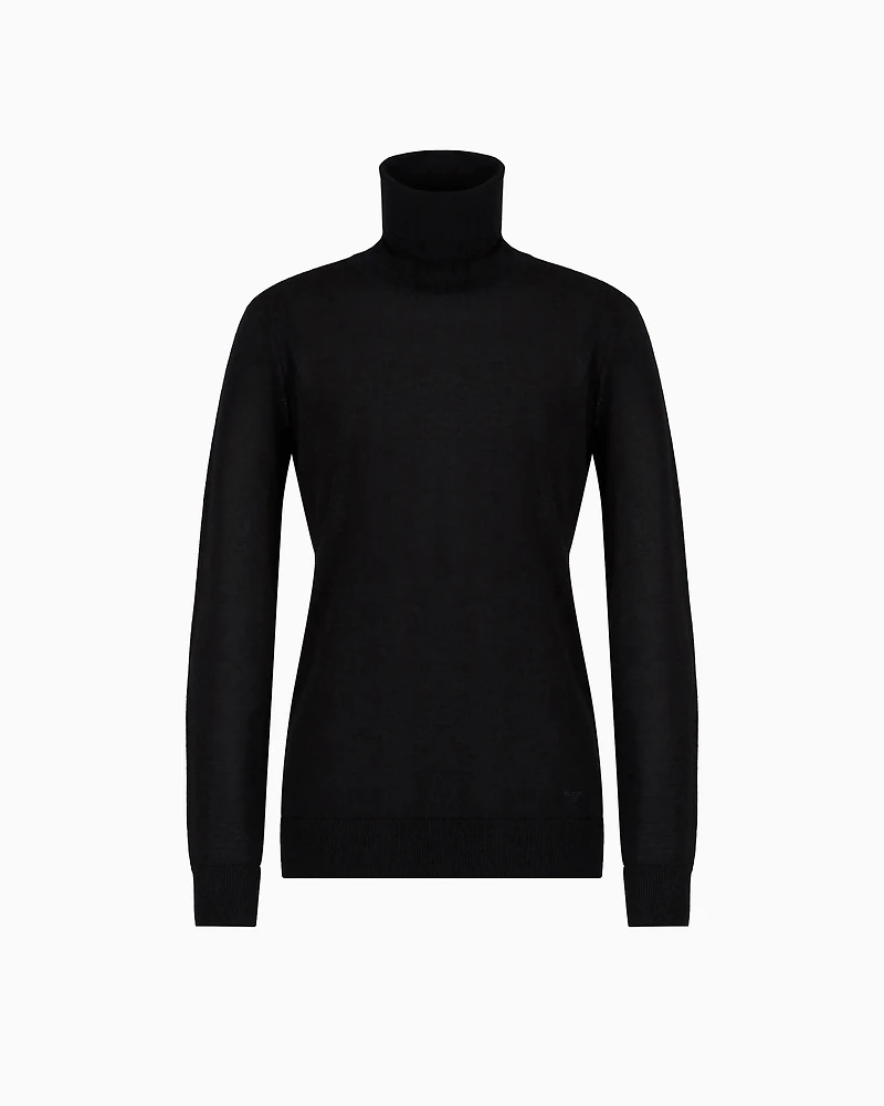 Emporio Armani - Pure virgin-wool rollneck, Woman, Black, Size: