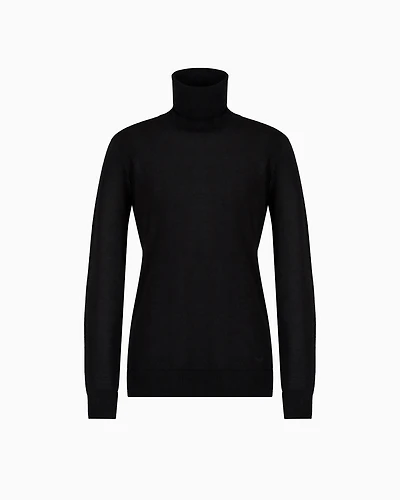 Emporio Armani - Pure virgin-wool rollneck, Woman, Black, Size: