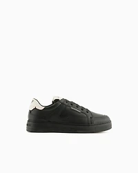 Emporio Armani - Hammered-leather sneakers, Man, White, Size: