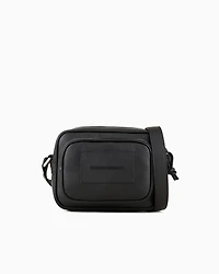 Emporio Armani - Tumbled-leather camera case with shoulder strap, Man, Black, Size: TU
