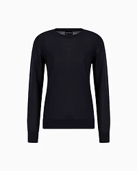 Emporio Armani - Crew-neck jumper pure virgin wool, Woman, Navy Blue, Size: