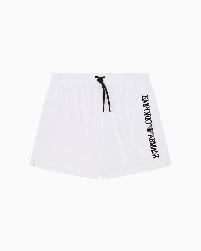 Emporio Armani - Swim shorts with vertical logo embroidery, Man, White, Size: