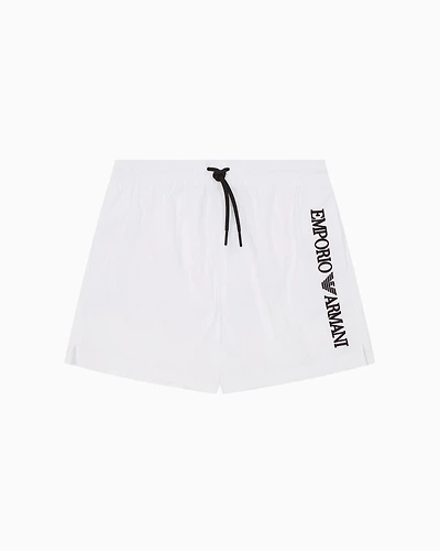 Emporio Armani - Swim shorts with vertical logo embroidery, Man, White, Size: