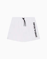 Emporio Armani - Swim shorts with vertical logo embroidery, Man, White, Size: