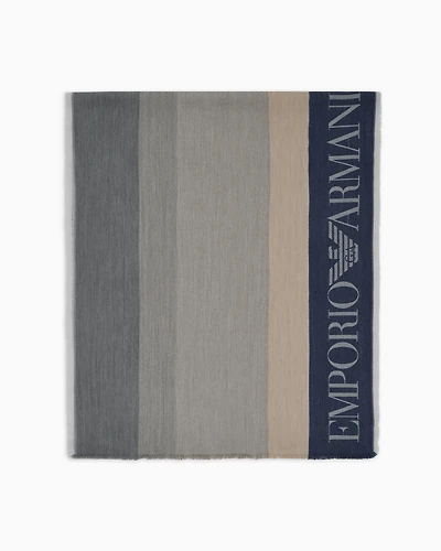 Emporio Armani - Stole with multicoloured vertical bands, Woman, Blue, Size: TU