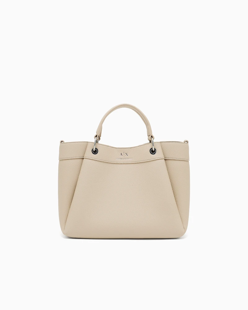 Armani Exchange - Medium handbag with degradè shoulder strap, Woman, Beige, Size: TU
