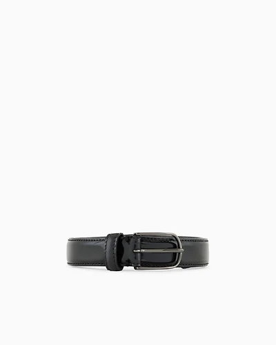 Emporio Armani - Patent leather belt, Man, Black, Size: