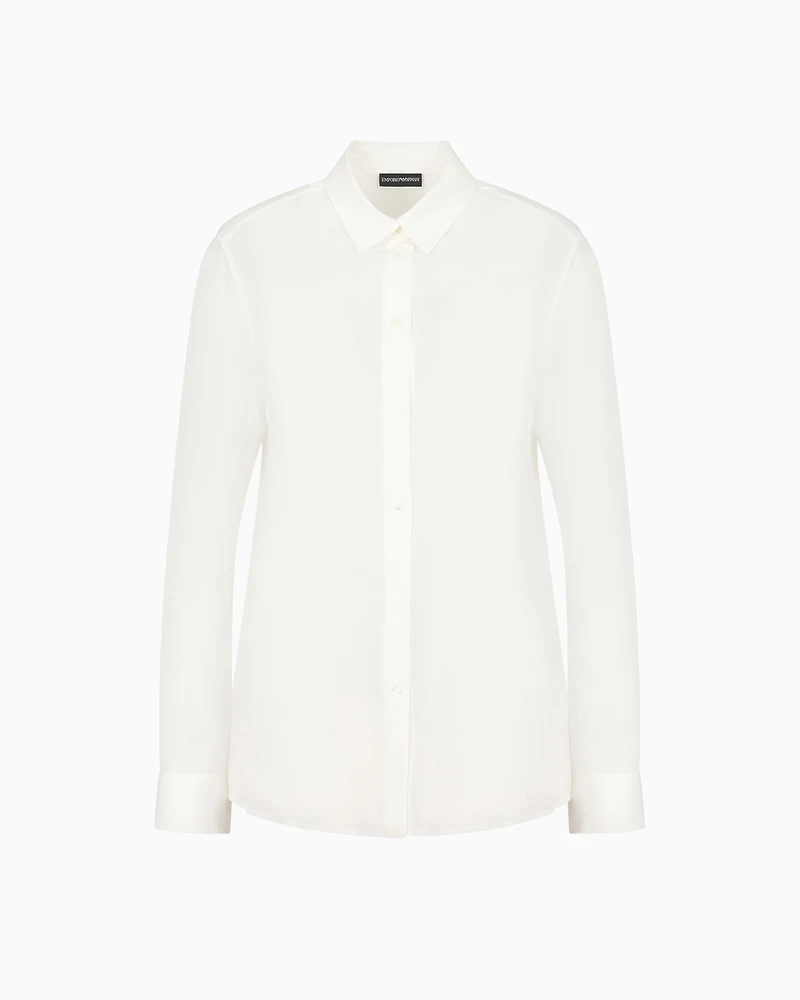 Emporio Armani - Silk crêpe-de-Chine shirt with pleated back, Woman, White, Size: