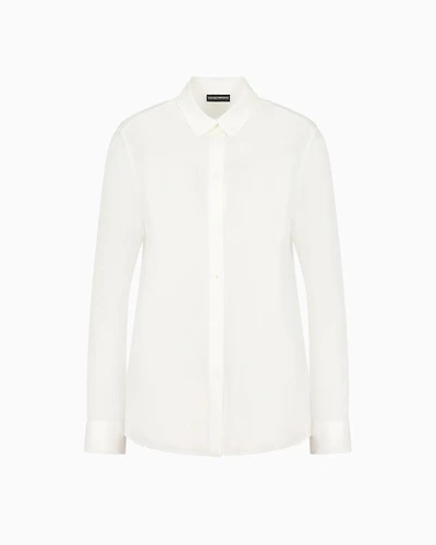Emporio Armani - Silk crêpe-de-Chine shirt with pleated back, Woman, White, Size: