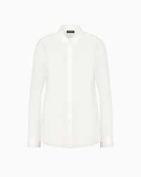 Emporio Armani - Silk crêpe-de-Chine shirt with pleated back, Woman, White, Size: