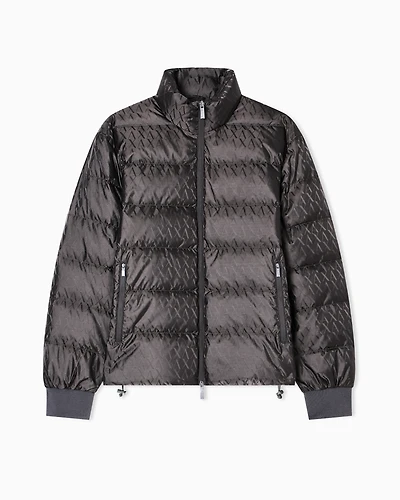 Armani Exchange - TONE ON ALLOVER LOGO PUFFER JACKET, Man, Beige, Size: