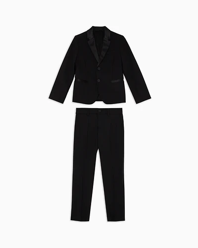 Emporio Armani - Single-breasted tuxedo suit light wool with satin details, Boy, Black, Size:
