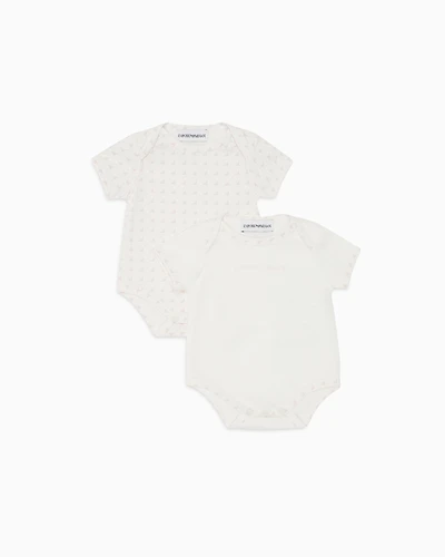 Emporio Armani - Pack of two jersey bodysuits with op-art eagles and logo, Unisex Junior, Pink, Size: