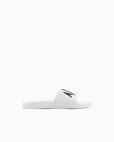 Armani Exchange - Slider slippers with logo, Man, White, Size: