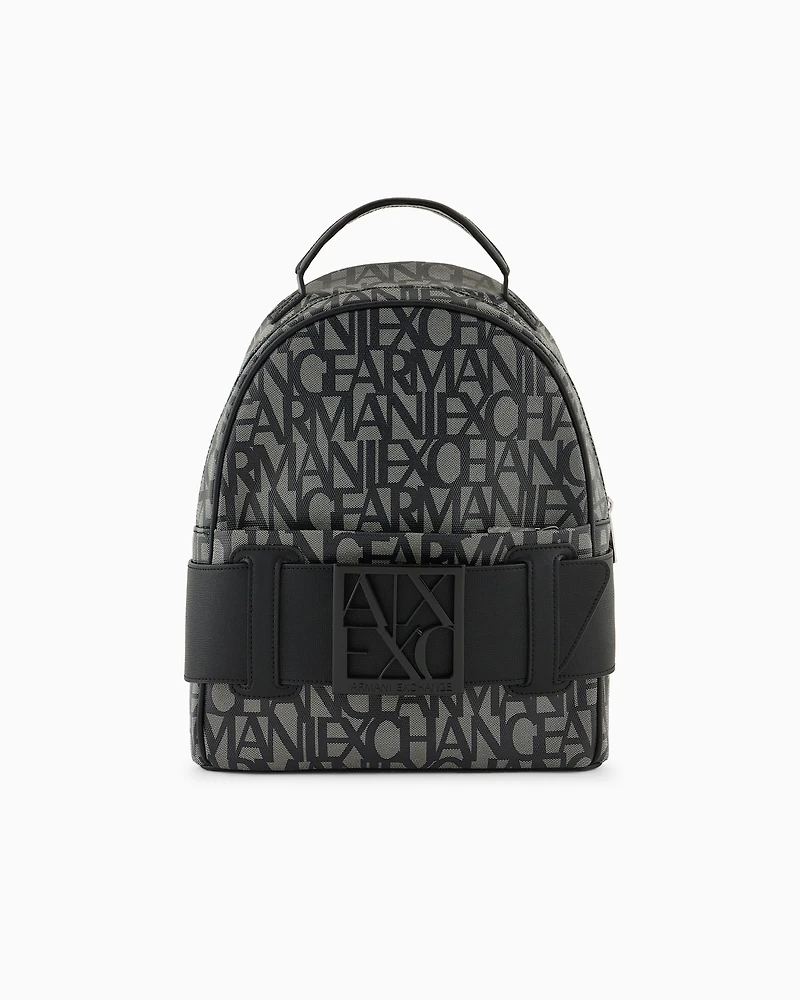 Backpack with contrasting allover logo