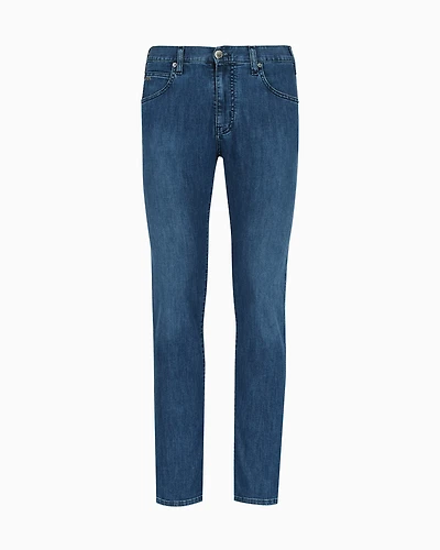 Emporio Armani - J45 Regular-fit, worn-wash 8 oz denim jeans, Man, Blue, Size: