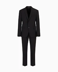 Emporio Armani - Single-breasted suit virgin-wool two-way stretch canvas, Man, Black, Size: