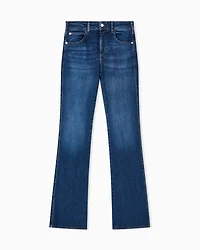 Emporio Armani - J47 Mid-high rise jeans with a flared leg worn-look stretch denim, Woman, Blue, Size:
