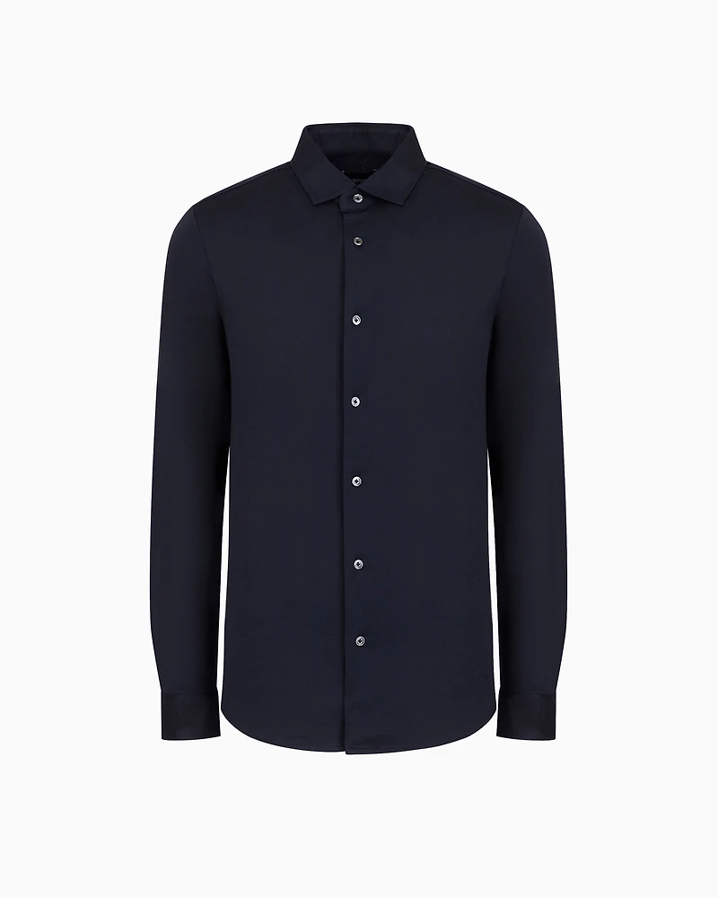 Emporio Armani - ASV Lyocell-blend jersey shirt, Man, Navy_blue, Size: