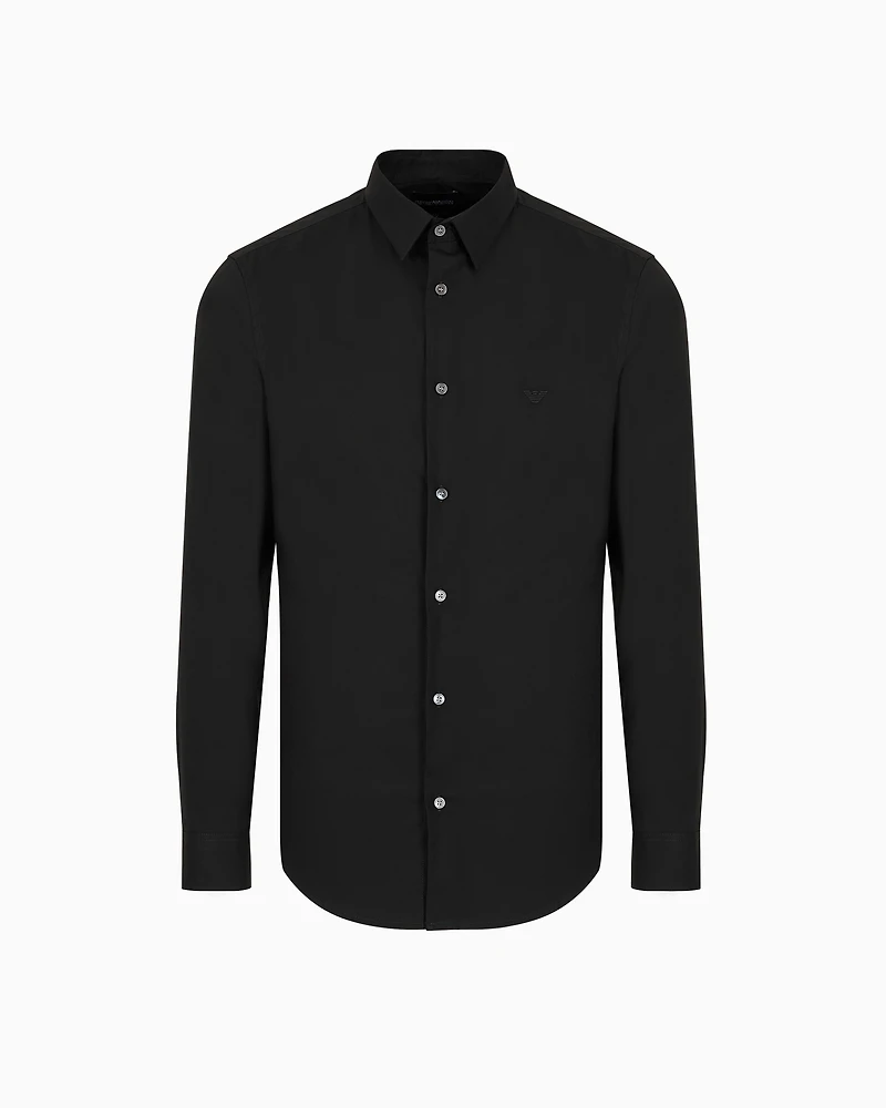Emporio Armani - Stretch nylon-blend shirt, Man, Black, Size: