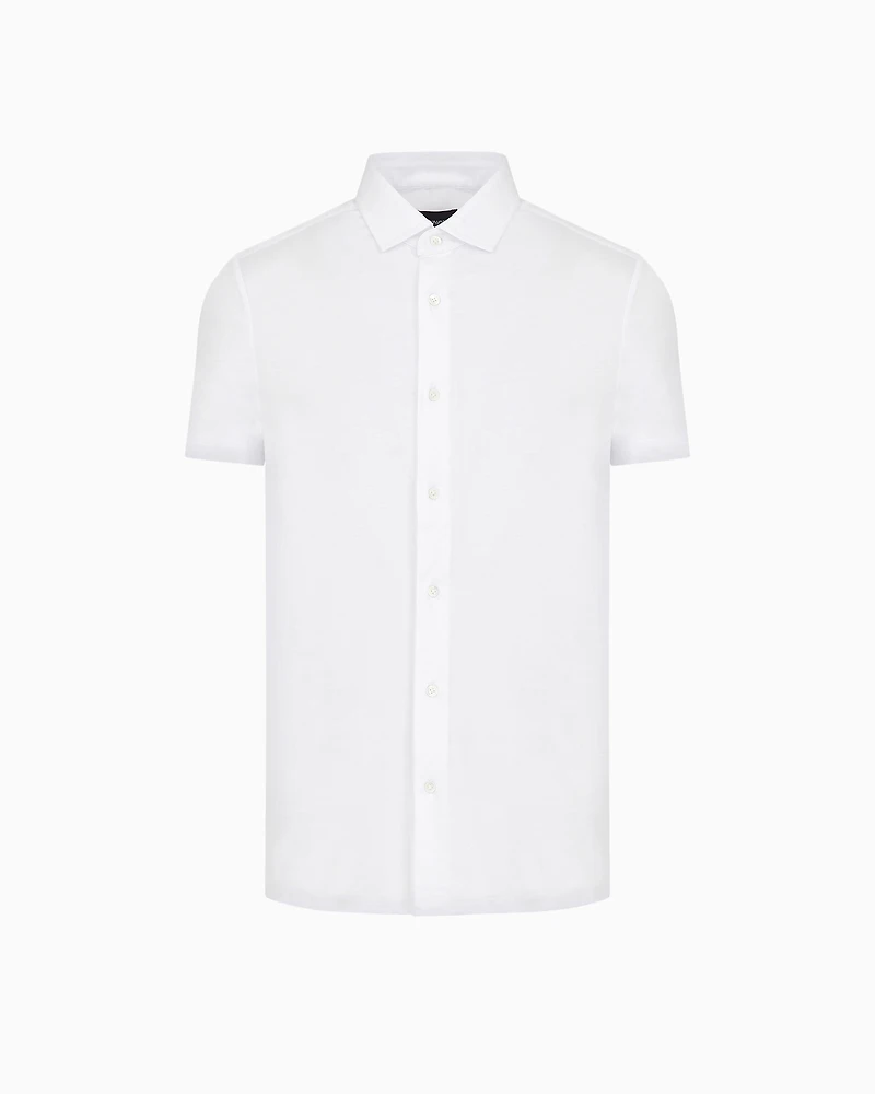 Emporio Armani - ASV short-sleeved Lyocell-blend jersey shirt, Man, White, Size: