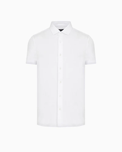 Emporio Armani - ASV short-sleeved Lyocell-blend jersey shirt, Man, White, Size: