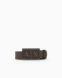 Armani Exchange - Leather belt with rectangular buckle, Man, Brown, Size: