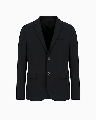 Emporio Armani - Stitched-jersey single-breasted jacket, Man, Black, Size:
