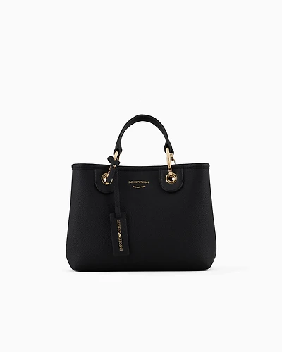 Emporio Armani - Small MyEA shopper bag with deer print, Woman, Black, Size: TU