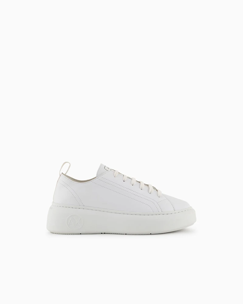 Armani Exchange - Chunky leather sneakers, Woman, White, Size: