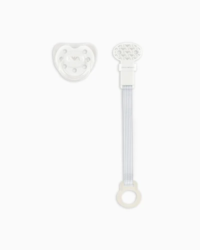 Emporio Armani - Baby care set with dummy and strap, Boy, White, Size: TU