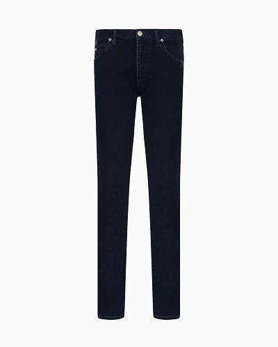Emporio Armani - J45 Regular-fit, washed twill 10.5 oz comfort-denim jeans, Man, Blue, Size: