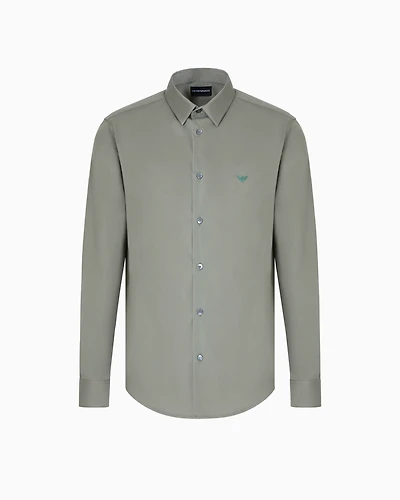Emporio Armani - Stretch nylon-blend shirt, Man, Green, Size: