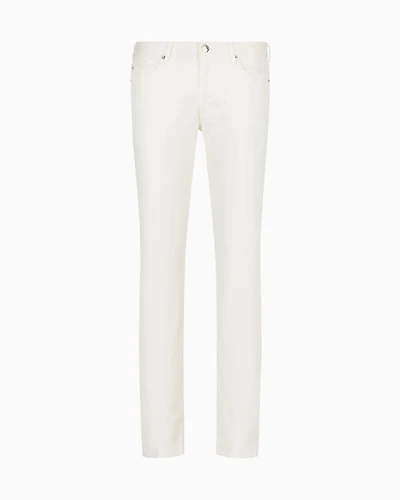 Emporio Armani - J06 Stretch-twill slim-fit trousers, Man, White, Size: