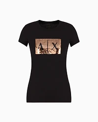 Armani Exchange - Slim fit T-shirt stretch cotton jersey, Woman, Black, Size: