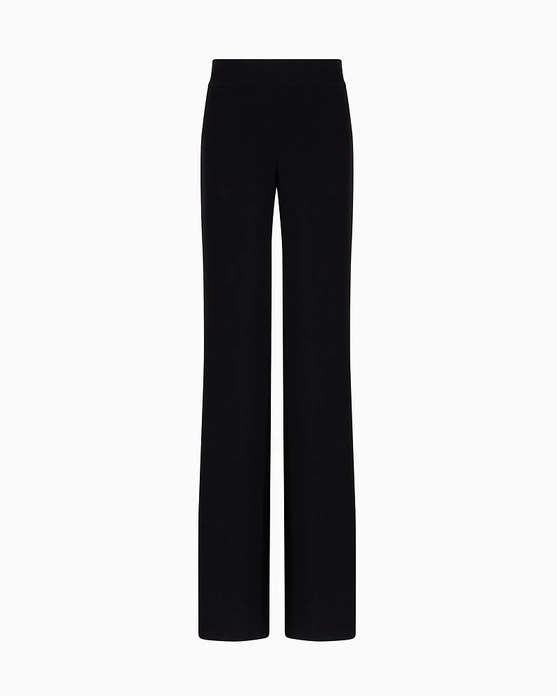 Emporio Armani - Techno cady palazzo trousers, Woman, Black, Size: