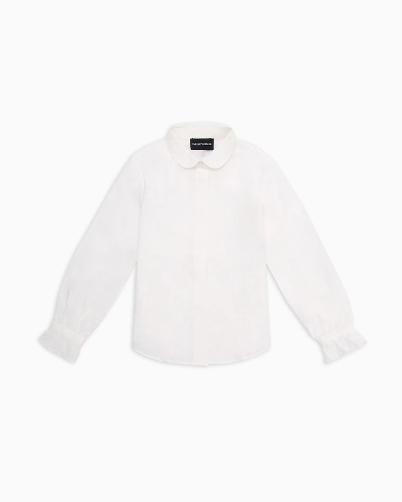 Emporio Armani - Poplin shirt with Peter Pan collar, Girl, White, Size: