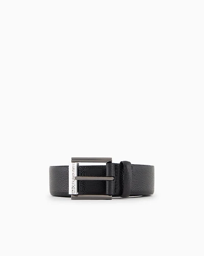Emporio Armani - Tumbled-leather belt, Man, Black, Size: